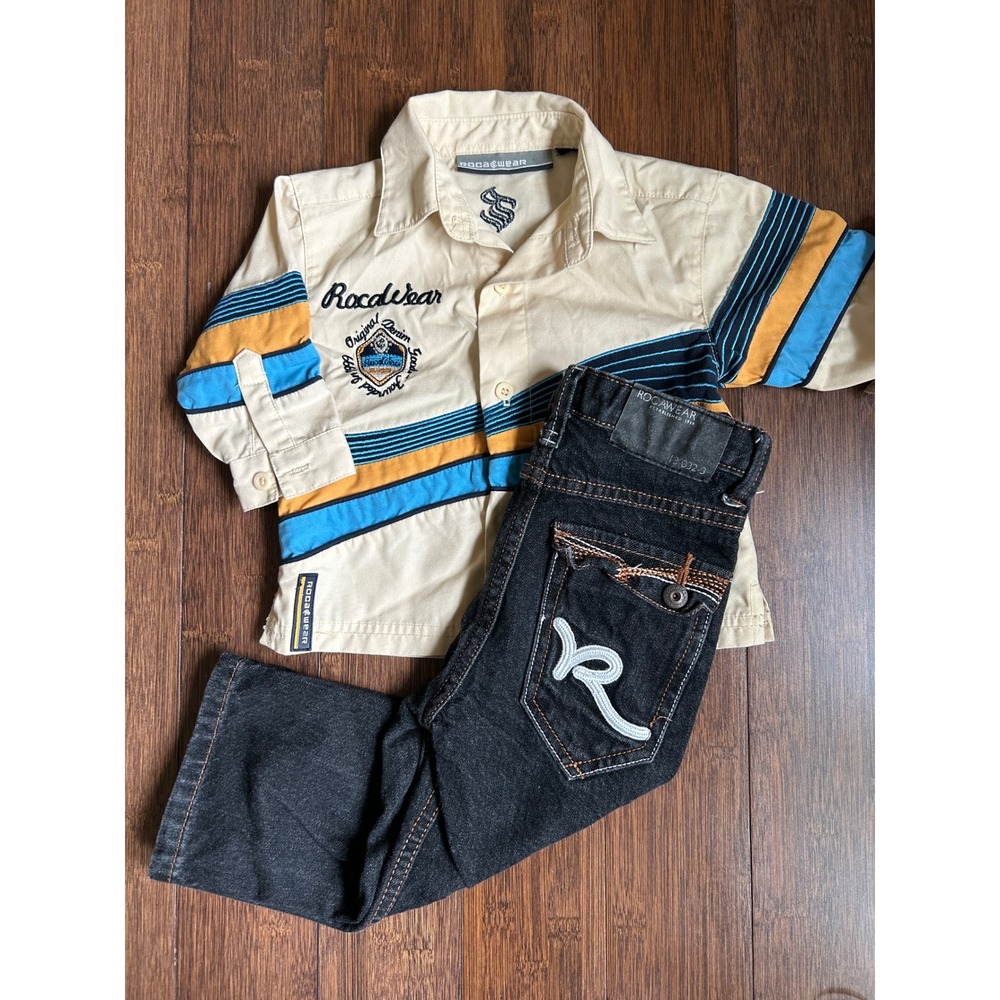 Y2K Rocawear Toddler Boys 24M Shirt and Jeans 2 Piece Outfit Set